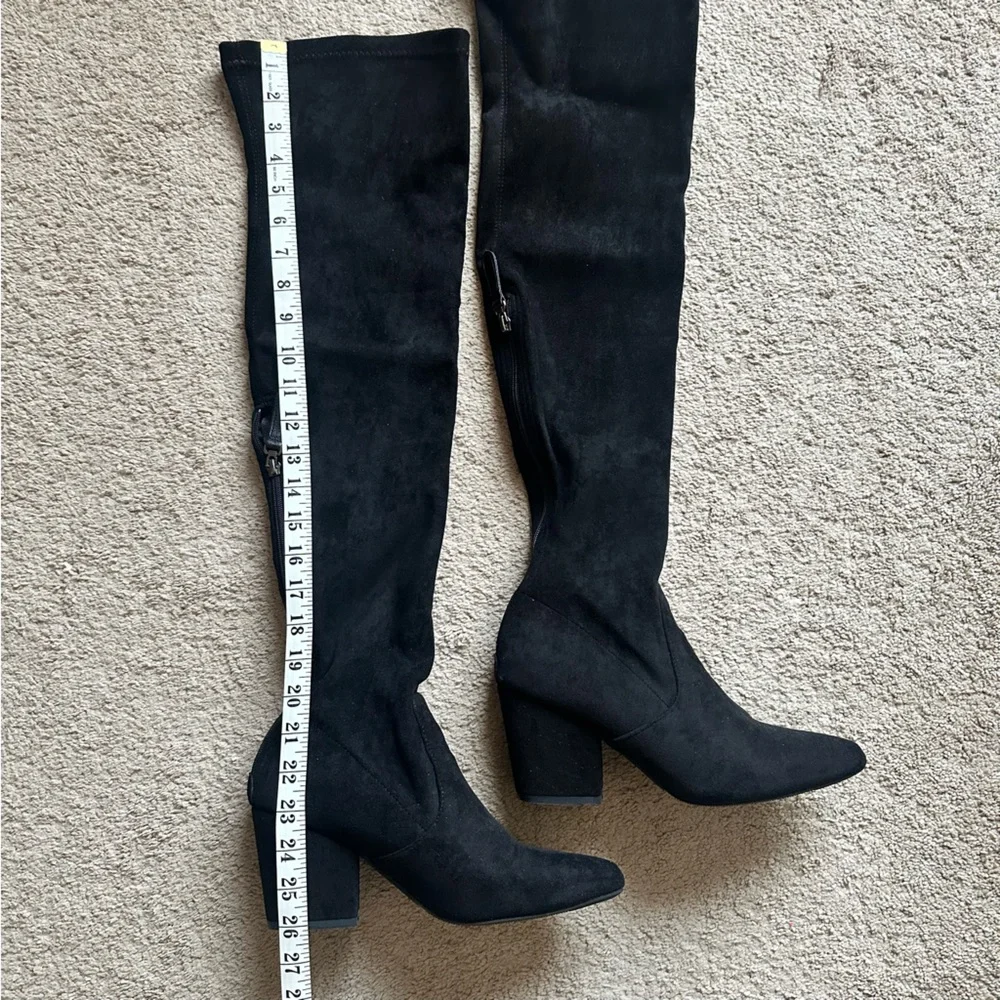 N.N.G Women Over the Knee Boots Thigh High Suede Block Heel in Black Size 9